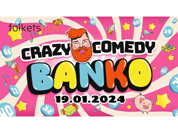 4 billetter til "Crazy Comedy Banko" i Folkets Hus (19/012024)